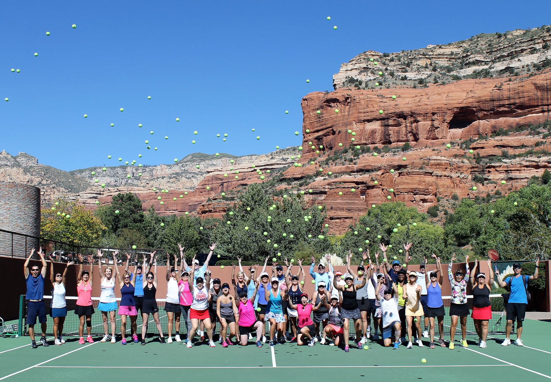 Nike Tennis Camp Group Photo on the Court