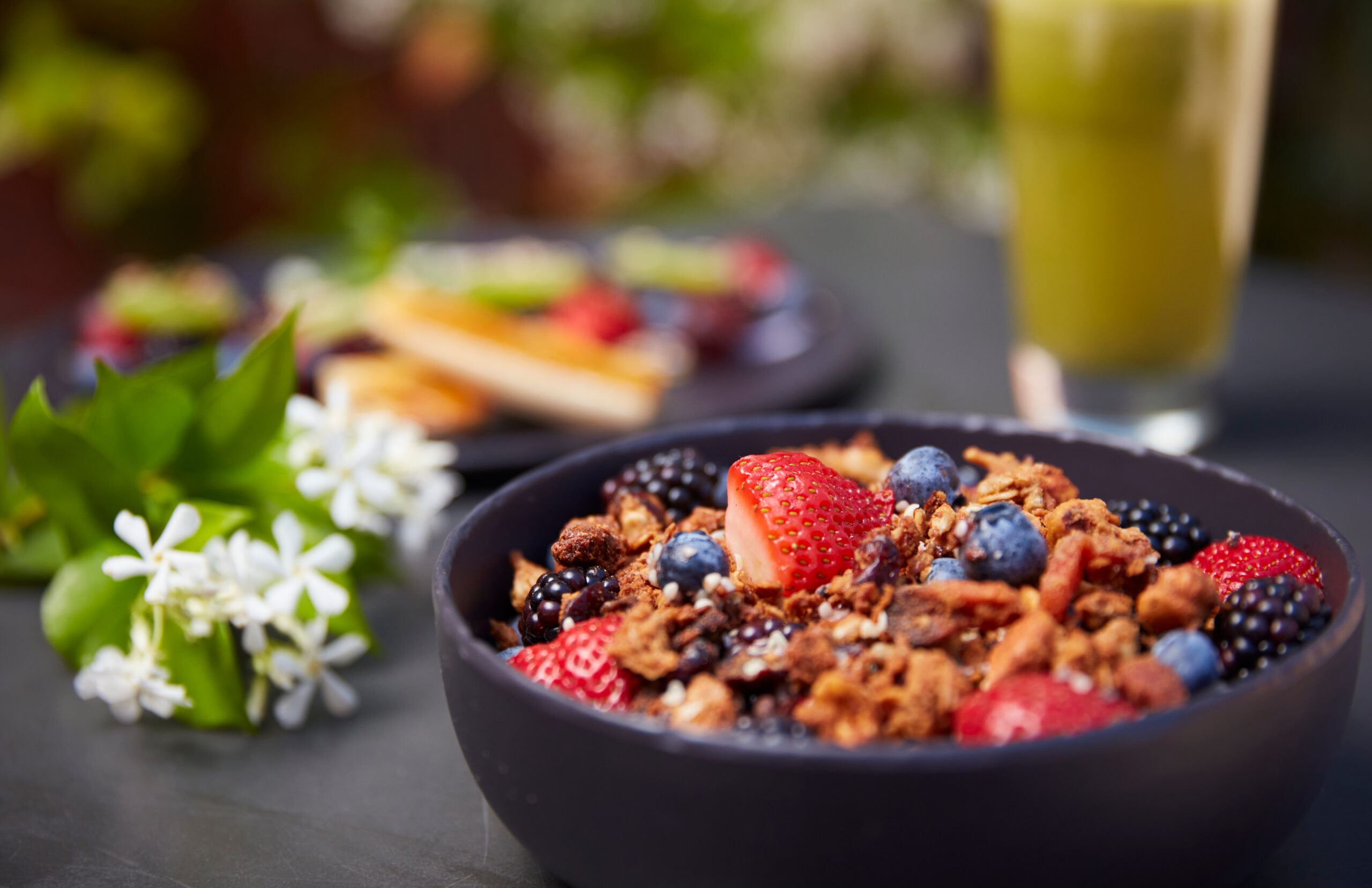 bowl of fruit and granola