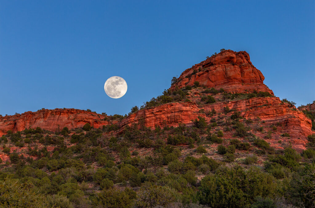 Full Moon over red rocks
