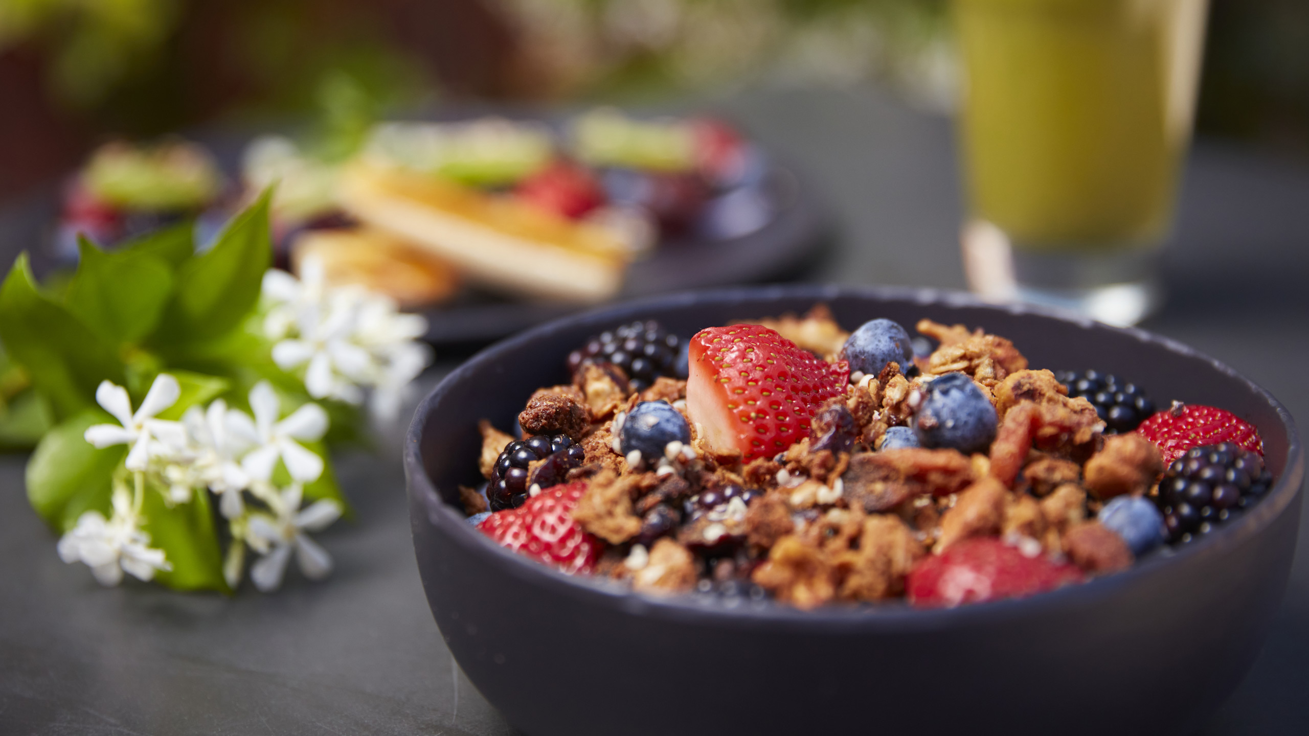 bowl of fruit and granola