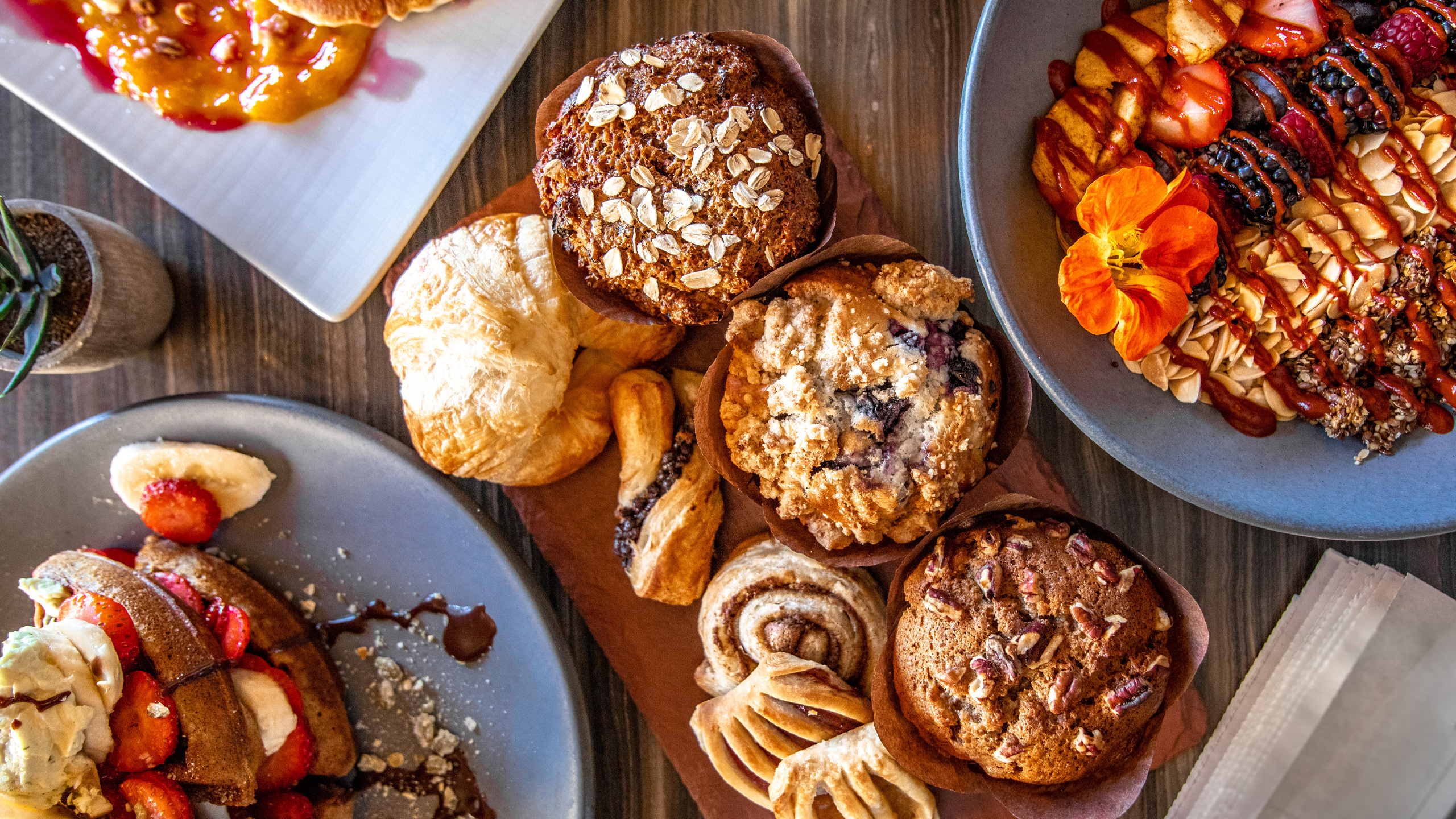 pastries and muffins on a plate