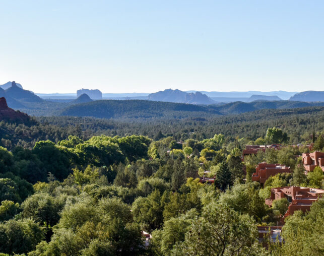 An aerial view of Enchantment Resort and Boynton Canyon