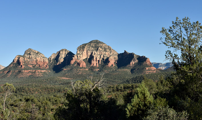 View of Red rock formation called Thunder Mountain