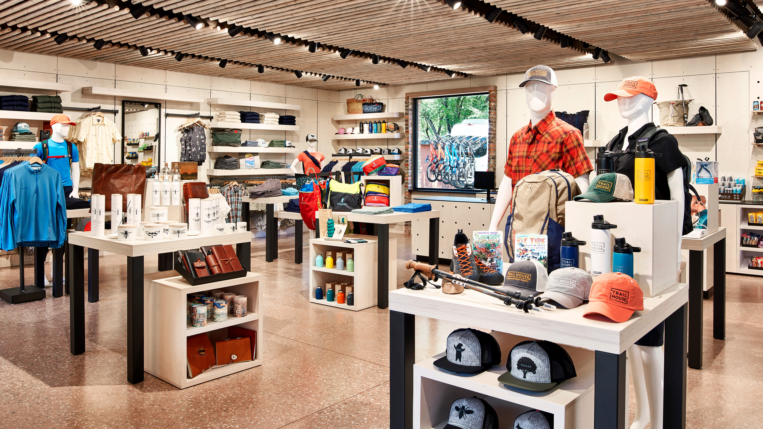 Retail shop with outdoor gear and luxury items