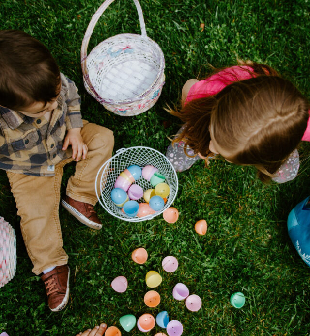 kids with easter baskets
