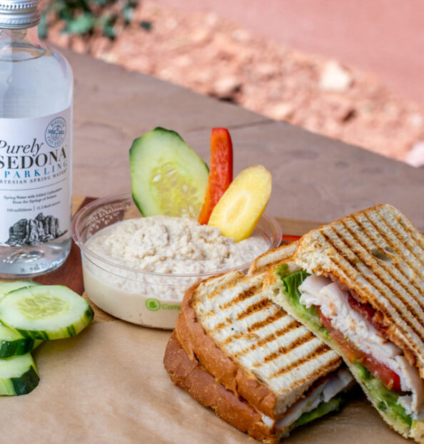 sandwich and hummus