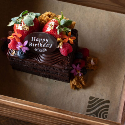 slice of chocolate birthday cake