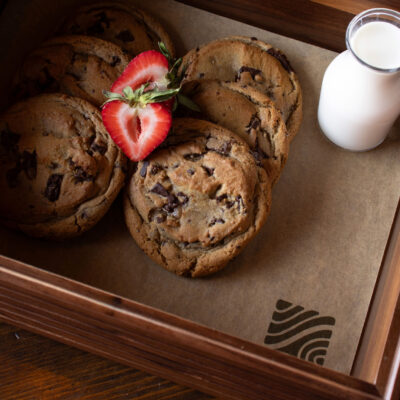 box of cookies and milk